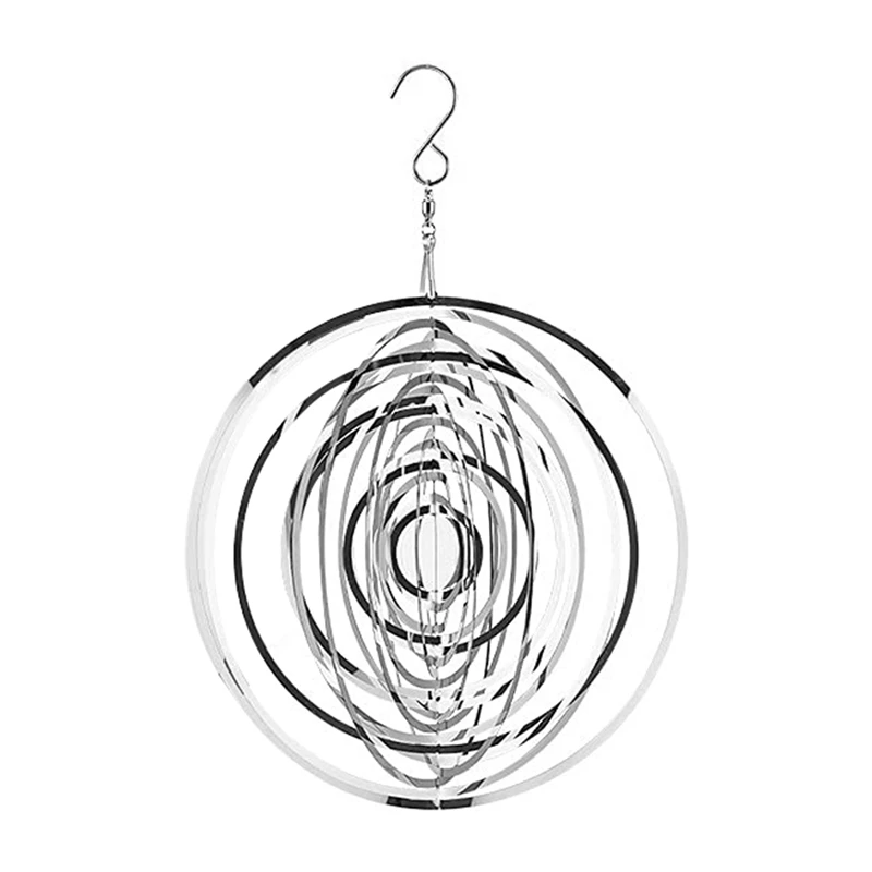 

3D Round Rotating Wind Chime Flowing-Light Effect Design Home Garden Decoration Outdoor Hanging Decor Gift Wind Spinners