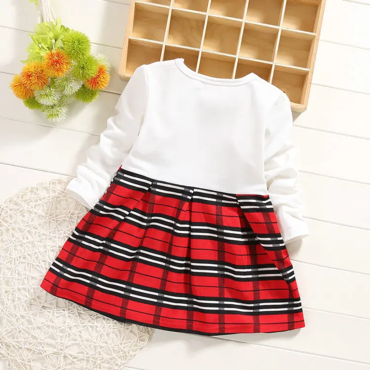 Осенние платья в полоску с оборками для девочек от 0 до 4 лет Детские клетку