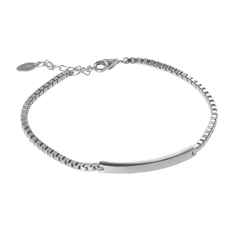

Simple Silver Plated Box Chain Bracelet Is Suitable for Women's Young Ladies 21cm Women's Exquisite Jewelry Bracelet