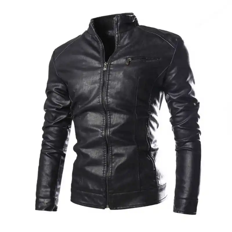 2021 Autumn PU Biker Jacket Men New Casual Motorcycle Leather Jacket Male Zippers Black Coats Jaqueta De Couro Masculina