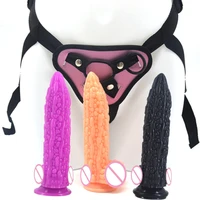 newest strap on dildos super soft modelling of bitter melon strap on harness belts with realistic penis sex toys for women c3 69