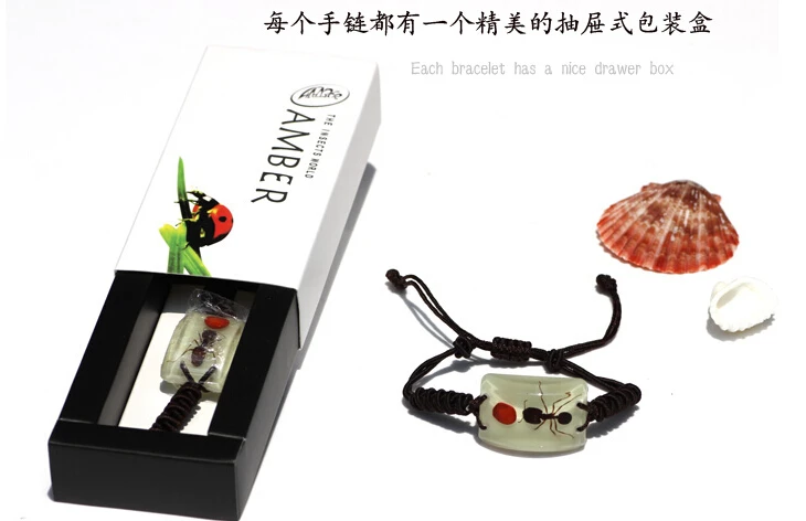 Серебристый браслет с красным муравьем подарок на день Святого Валентина