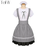 tafiy sexy lingerie maid dress anime cosplay costume female black and white grid lolita uniform woman mandalorian japanese dress