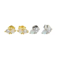 gold silver color 100 925 sterling silver tiny mini cute women jewelry 3mm opal stone studs 925 silver stud earring