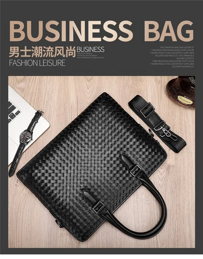 

Men's bag handbag 2021 woven briefcase business hand leather bag casual shoulder messenger computer hand backpack bag