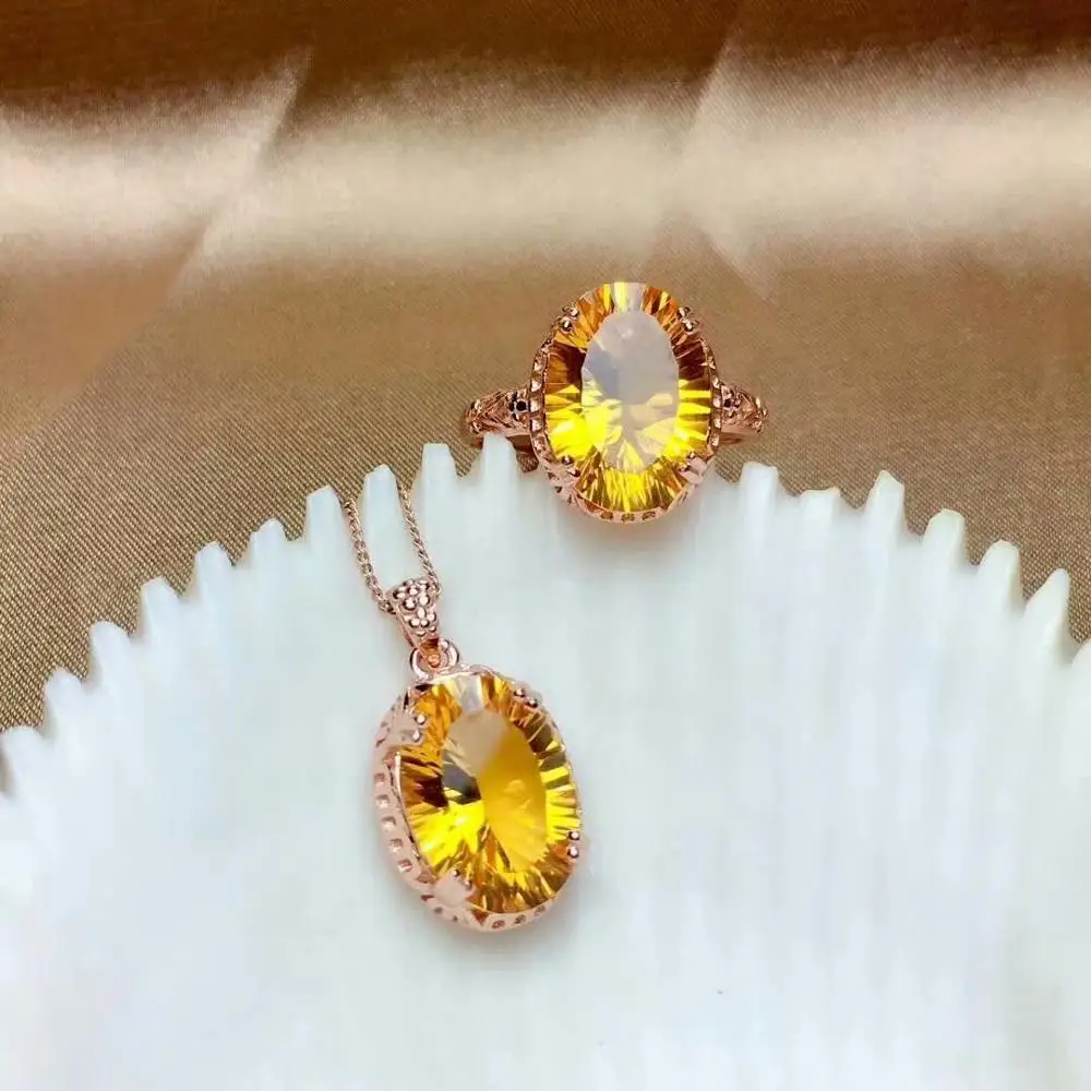 

Кольца SHILOVEM из стерлингового серебра 925 пробы с пьезоэлектрическим цитрином, подвески, отправка ожерелья, Изящные Ювелирные изделия, женски...