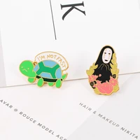 cartoon japanese anime faceless male brooch funny tortoise alloy drop oil enamel personality childrens luggage decoration gift