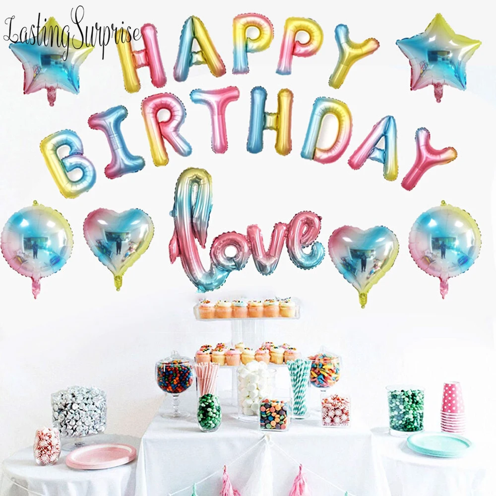 Радужные градиентные воздушные шары 16 дюймов вечерние украшения для дня