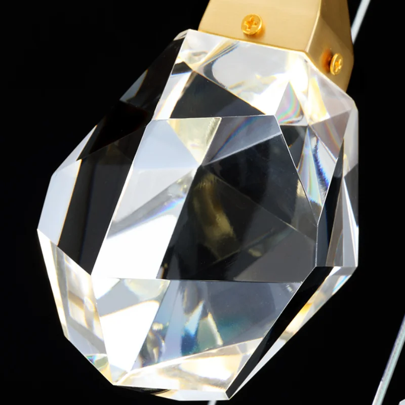 

Modern Led Luxury Crystal Pendant Lights Single Head Luster Living Room Hanglamp Art Lustres Kitchen Indoor Lighting