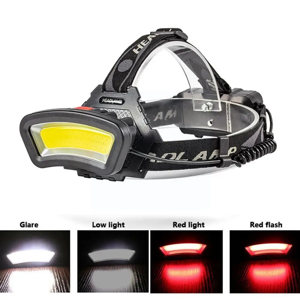

Multifunctional Cob Headlight Work Light Usb Rechargeable Led Light Head-mounted Flashlight Warning Outdoor Light Red O0F3