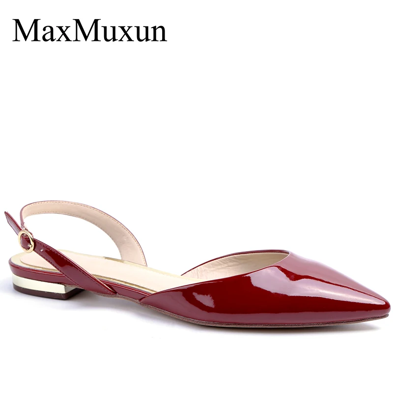 MaxMuxun/Женская обувь на плоской подошве с ремешком сзади; сандалии на массивном каблуке; женская модная обувь на низком каблуке с острым носком; повседневная обувь - Цвет: red