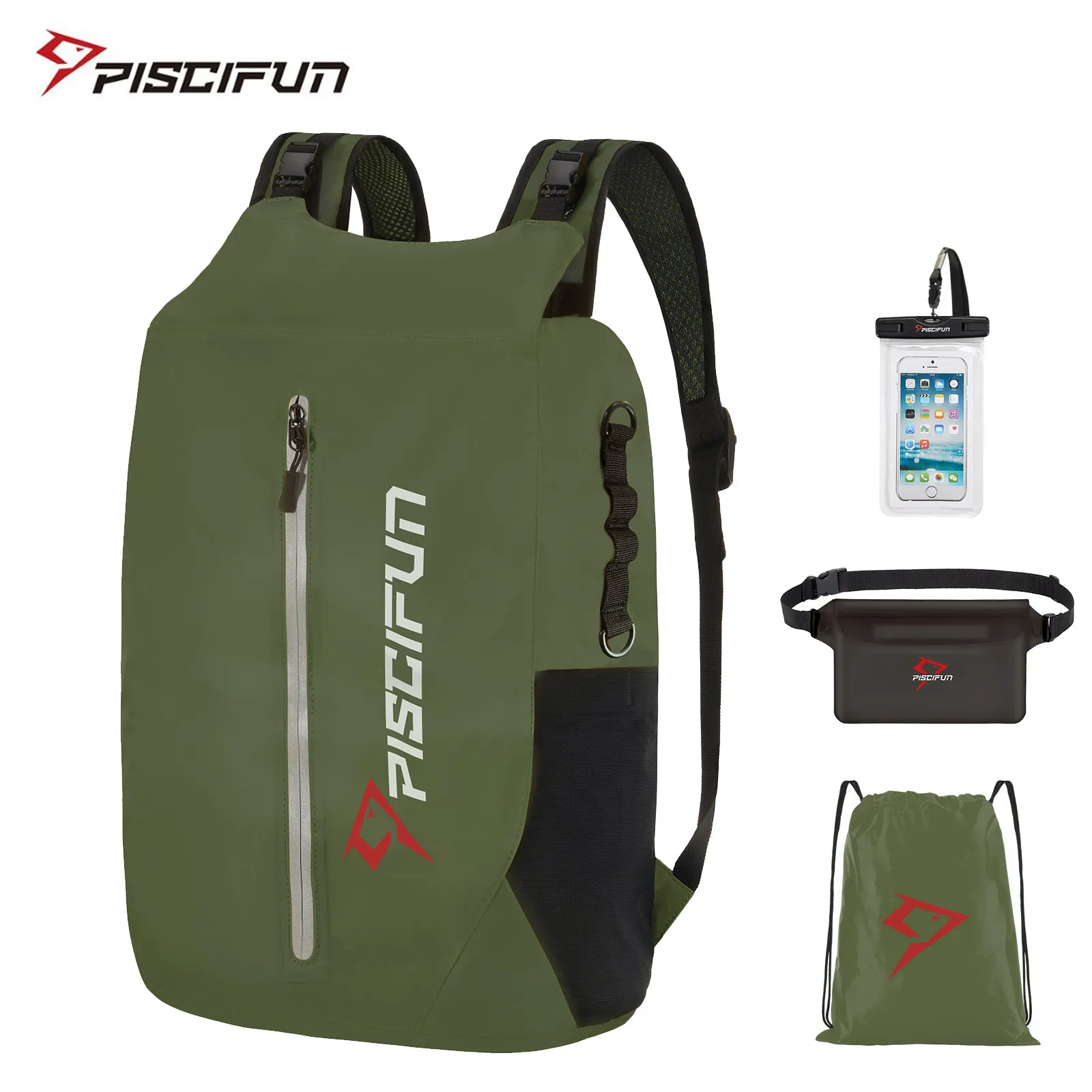 Piscifun LT Dry Bag Lightweight Waterproof with Waist Pouch and Phone Case Fishing Kayaking Boating Swimming Camping |