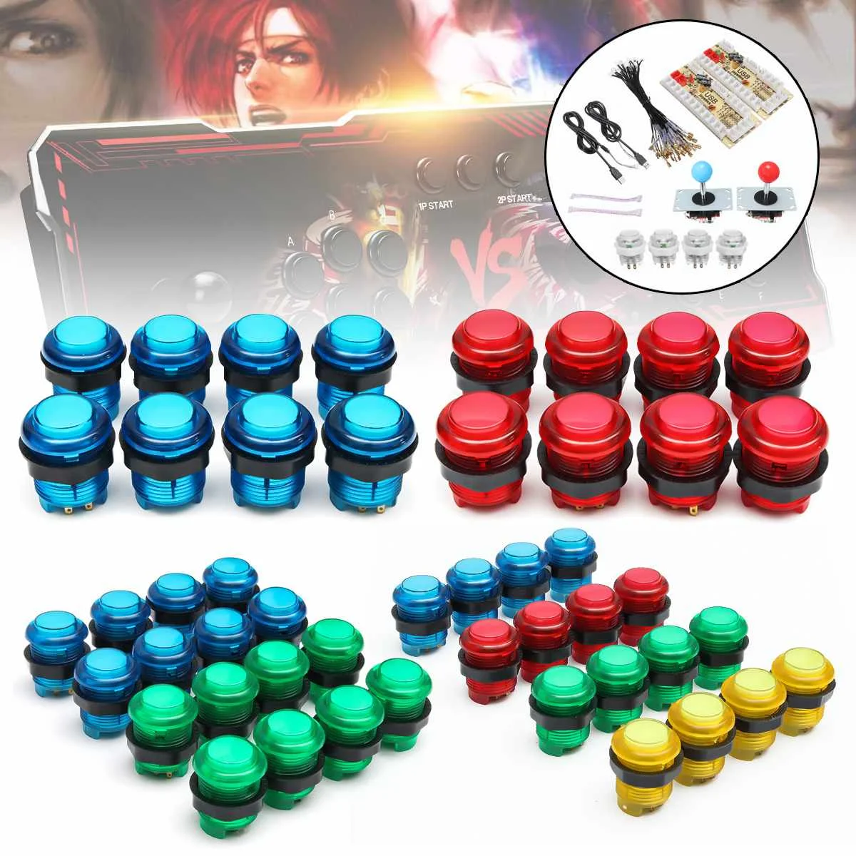 

Arcade Joystick DIY Kit Zero Delay Arcade USB Encoder To PC Arcade Joystick and Push Buttons For Arcade Mame Gaming DIY Kits