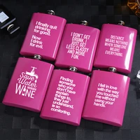 8oz ounces pink plum rose red ladies special hip flask outdoor portable cold metal hip flask