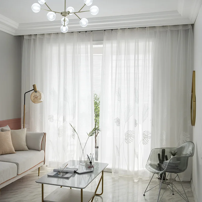 Пасторальный оконный экран с вышивкой пальмовых листьев японский дышащий и