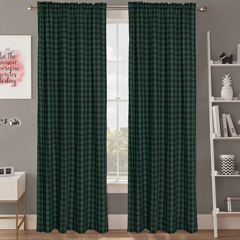 American Red Geometric Plaid Window Curtains Semi Shade Cloth Blackout Curtain for Bedroom and Living Room Christmas Decor | Дом и сад