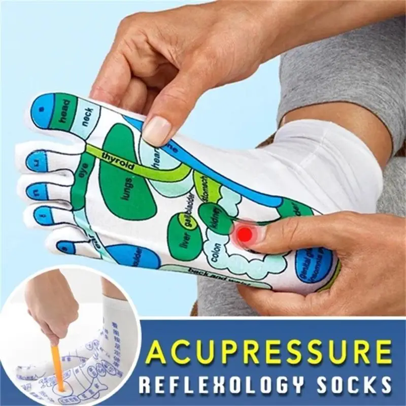 

Acupressure Reflexology Socks Yoga Foot Massage Point Diagram Acupoint Socks With Stick 2 Toed Plantar Graphic Polyester Cotton