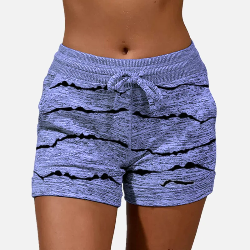 

Stripe Star Print Shorts Female Elastic Waist Lace Up Pocket Women's Tracksuit 2021 Summer Streetwear Casual Ladies Bottoms