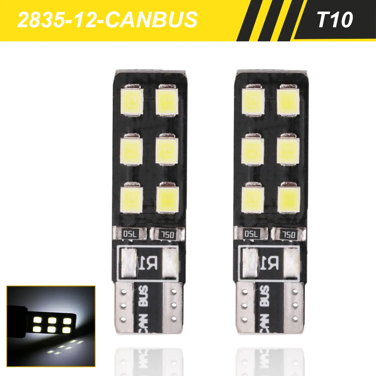 

2 шт., Автомобильные светодиодные лампы Canbus T10 W5W 194 6000 К 12 В 2835