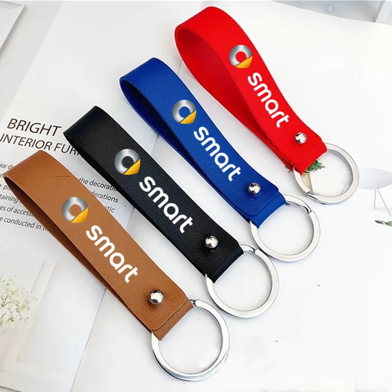 

For Smart Fortwo Forfour 451 453 PU Leather Keychain Men Women Car Key Strap Waist Wallet KeyChains
