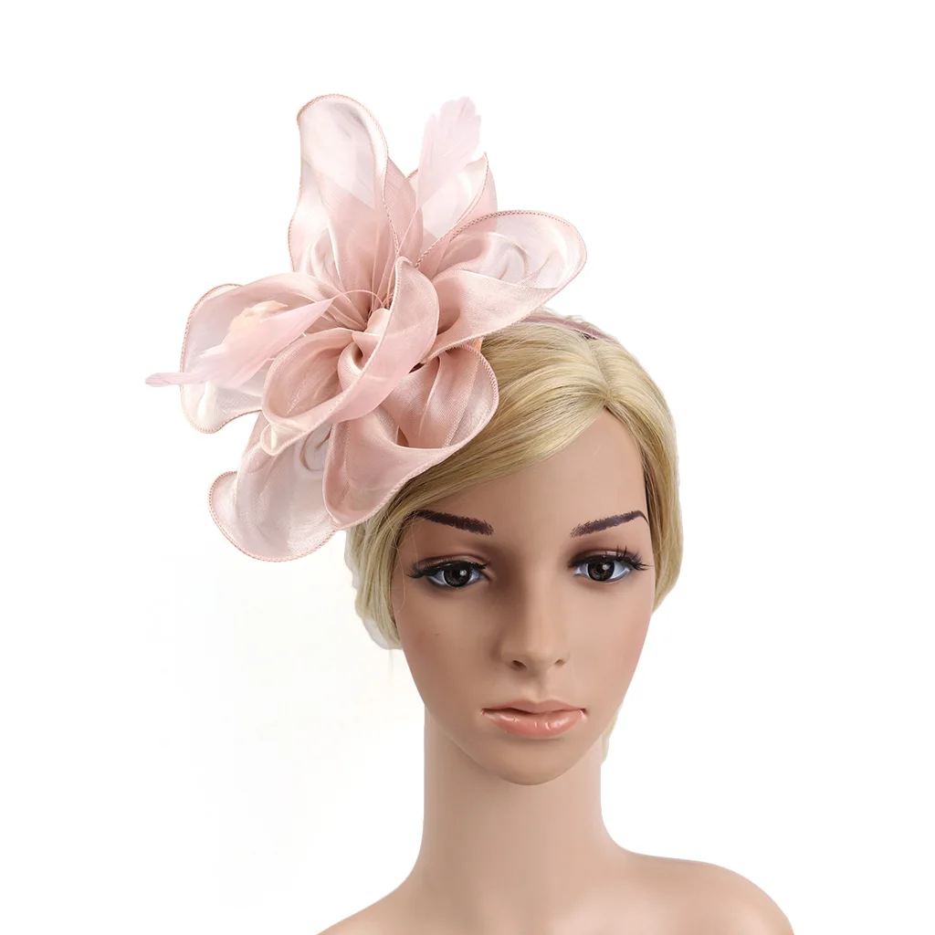

Lady Flower Fascinator Hat 1920s Bridal Headband Cocktail Party Black