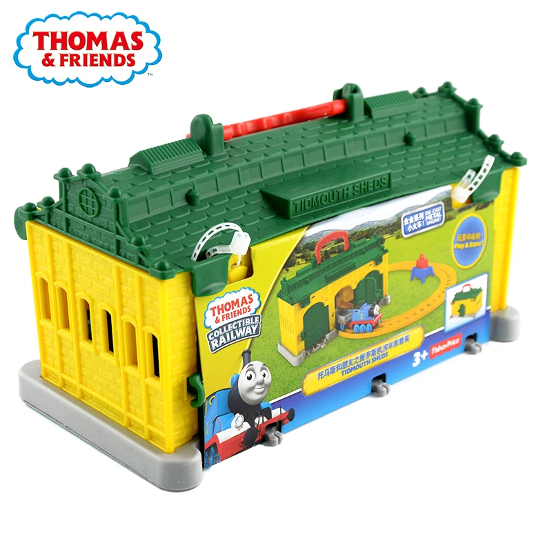 

Original Thomas and Friend Car Track Machine Room Garage Suit Alloy Little Train Diecast Orbital Kids Boys Toys Present