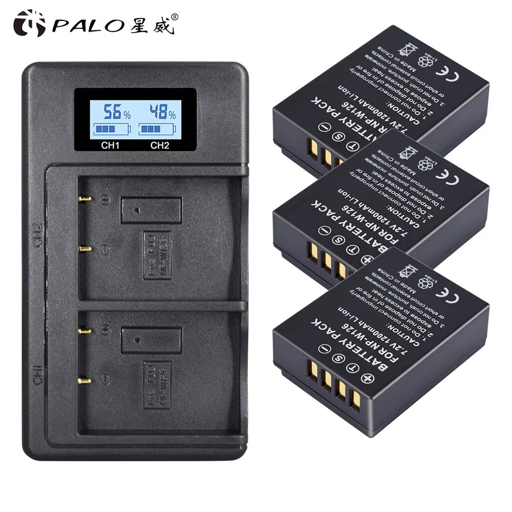 3 шт. 1260 мА/ч, NP-W126 NP W126 NPW126 батареи и LCD Dual charger для ЖК-дисплея с подсветкой Fujifilm FinePix HS30EXR, HS33EXR, X-Pro1, X-E1, X-E2, X-M1