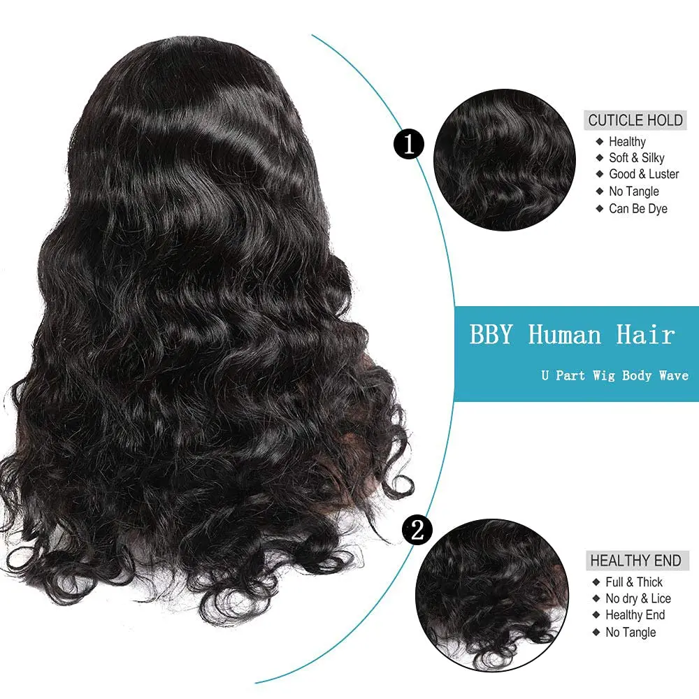 Парик U-образной формы человеческие волосы для черных женщин бразильский