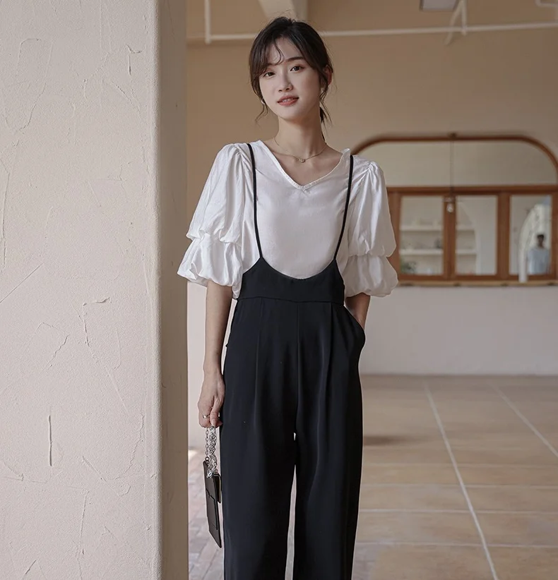 Summer Elegant Women Jumpsuits Sleeveless Loose Wide Leg Palysuits Office Lady One Piece Romper Women Overalls Jumpsuit Femme