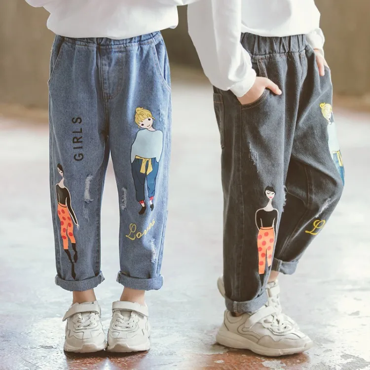 Голубые джинсы для девочек 10 лет Лидер продаж качественные на весну 2018 детская