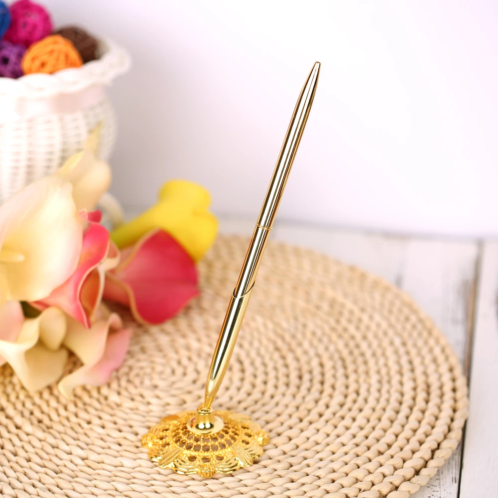Pen Holder Set Alloy Wedding Guest Signature Hollow Round for Engagement Bridal Shower Necessity | Дом и сад
