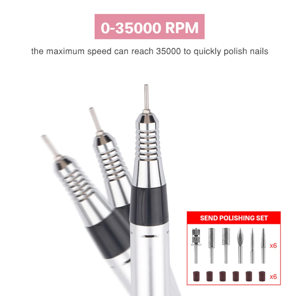 

For Acrylic Gel Nails Electric Manicure Drill Home Salon Mini Portable DIY Direction Adjustable 35000rpm Battery Powered