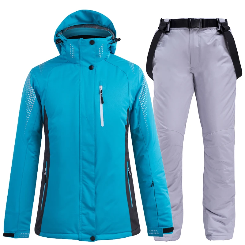 Ski Suit Women Winter Snow Wear Set Thick Waterproof Jacket and Pants -30 Degree Snowboarding Suits Brand | Спорт и развлечения
