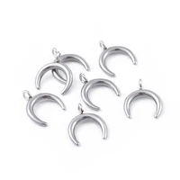 10pcs stainless steel moon charms pendants necklaces wholesale silver color charms for diy jewelry making components