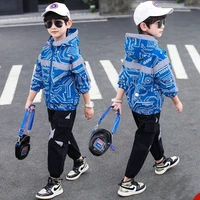 boy suit spring and autumn 2021 new childrens fashion trend circuit pattern luminous leisure trend kids two piece sets bt140