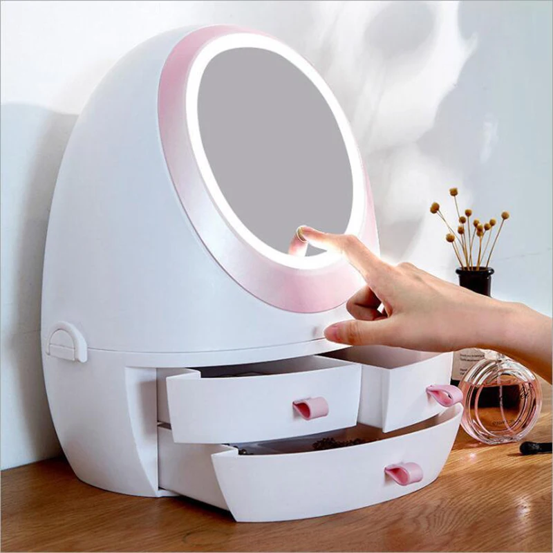 2019 Новый светодиодный HD зеркальный косметический чехол с зарядкой от USB коробка