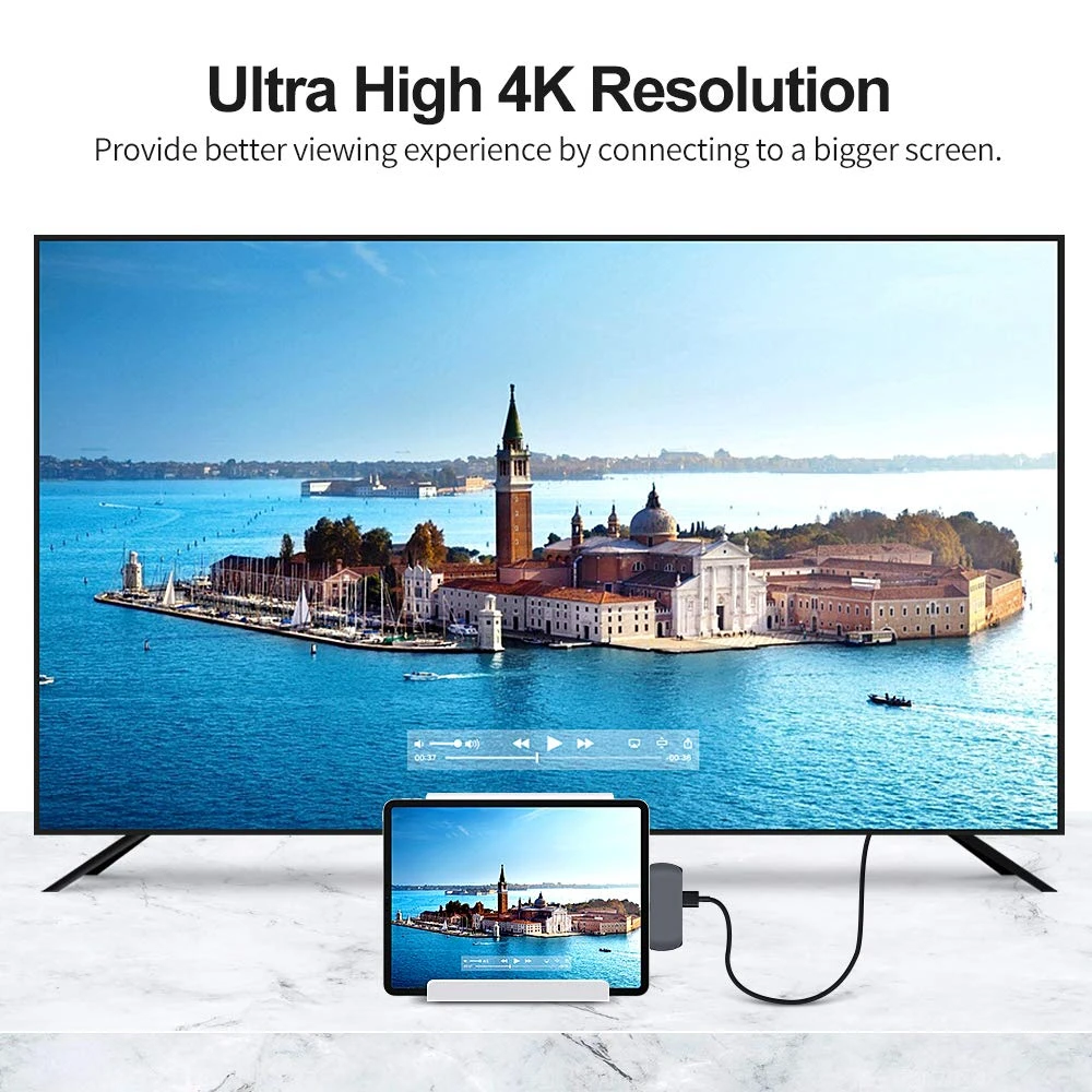 IPad Pro HUB USB C Hub Adapter with USB-C TYPE PD Charging 4K HDMI 3.0 3.5mm Headphone 2018 iPad MacBook | Компьютеры и офис