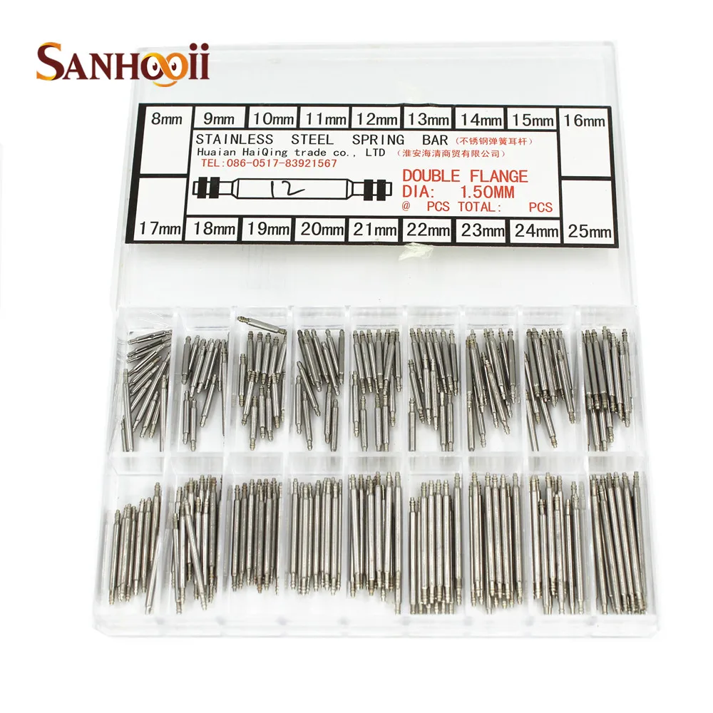 

Stainless Steel Spring Bar 1.5MM Diameter Watch Belt Connectors 18 Size Spring Rod Screws Tools For Watch Gadgets ZM56