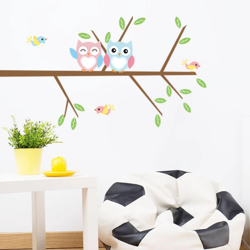 

Cute Owlets On Tree Branch Wall Stickers For Kids Room Home Decoration Diy Birds Wall Mural Art Pvc Decals