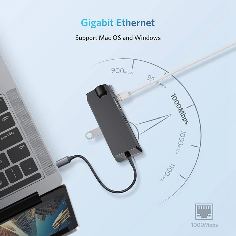 OPQ-USB C Hub 8-в-1 USB адаптер с 4K к HDMI VGA PD зарядный порт 2 3 0 SD/TF кардридер гигабитный Ethernet |