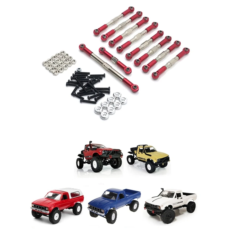 

For WPL C14 C24 C24-1 B14 B24 Metal Pull Rod Tie Rod Steering Link Rod Set 1/16 RC Car Upgrade Accessories Parts