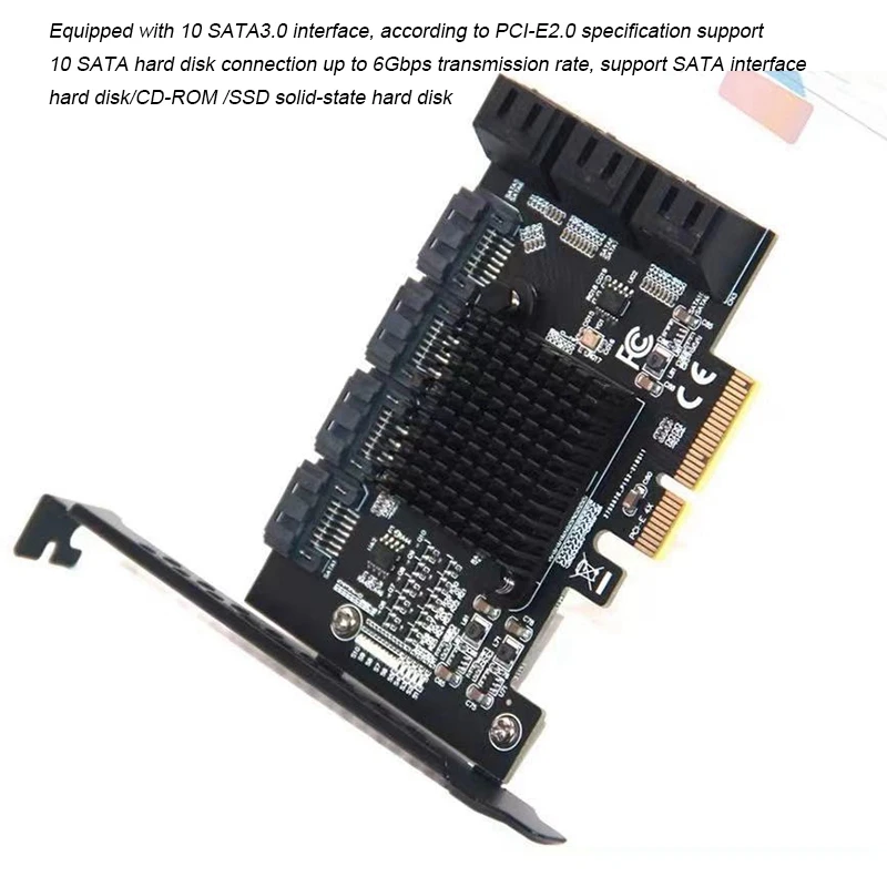 

PCI-E 4X to 10-Port SATA 3.0 Expansion Card Computer Desktop Solid State Mechanical Hard Drive Card Supports 32TB