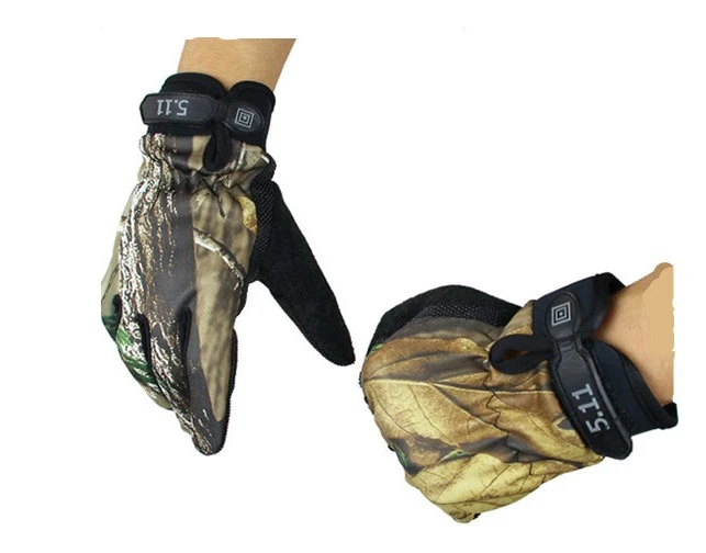 only gloves Зимняя охотничья одежда Reed Camouflage с увядшими листьями Осенняя сохраняющая тепло водонепроницаемая куртка и брюки комплект для фотосъемки костюм для наблюдения за птицами - Цвет: only gloves