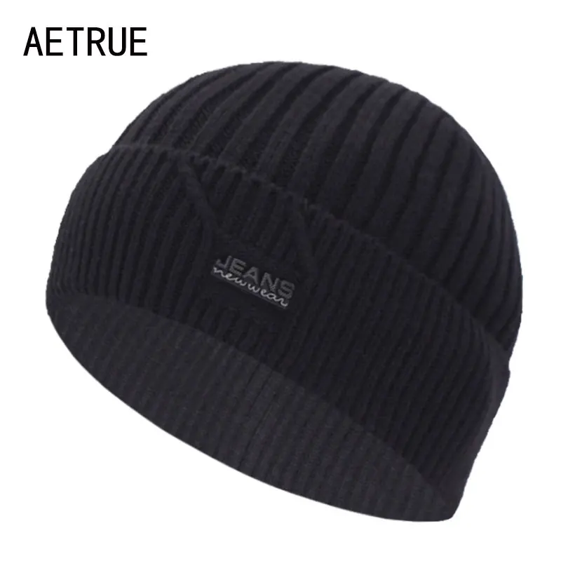 Мужские вязаные шапки Skullies зимние для мужчин вязаная шапка и женщин однотонная