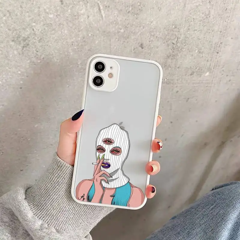 

Aesthetic Devil Woman Bad girl smoke eyes Phone Case Matte Transparent for iPhone 11 12 7 8 s mini pro X XS XR MAX Plus funda