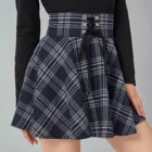 Юбка женская клетчатая трапециевидная на молнии, модная короткая облегающая юбка с принтом в стиле ретро панк, стильная на молнии с разрезом