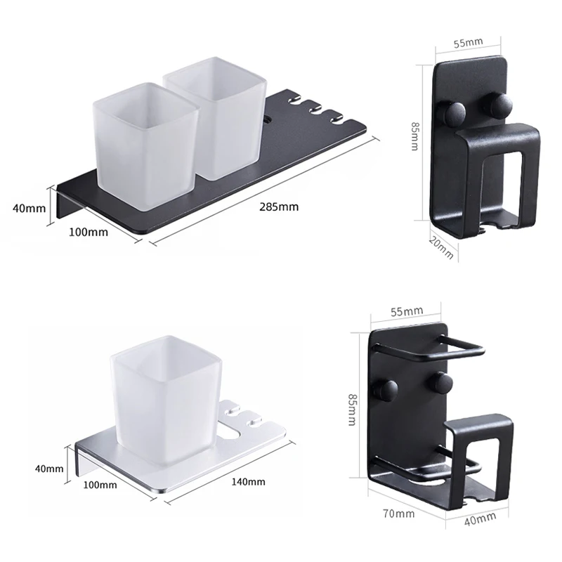 ELLEN самоклеющийся держатель для чашки ванной черный зубной щетки аксессуары