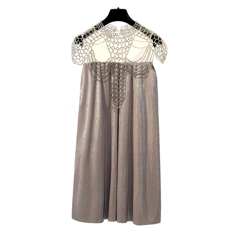 Тяжелая шаль с бисером плиссированное платье для банкета вечеринки женщин 2020