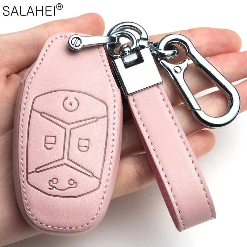 

Leather Car Key Full Case Cover Protection For Lynk 4 Buttons Keyless Remote Fob Cover Bag High Quality Auto Interior Accessory