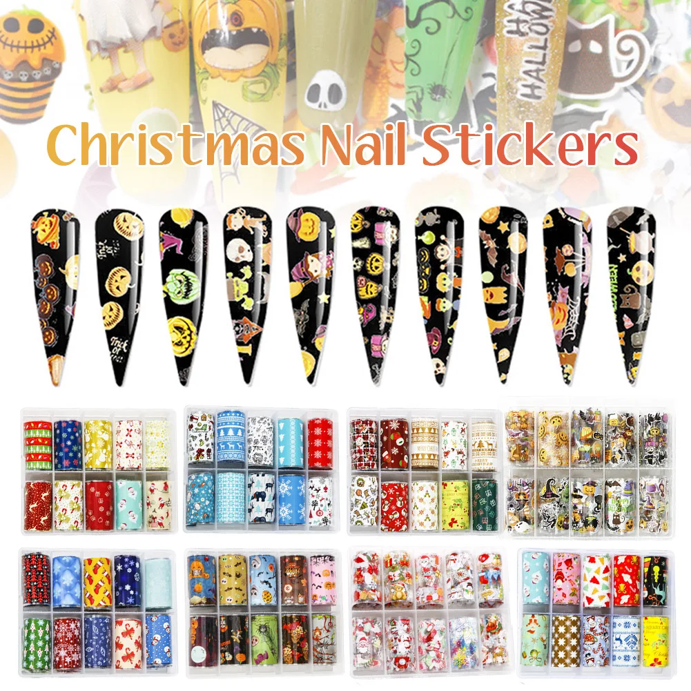 

New Year Winter Christmas Nail Foils Transfer Stickers Snowflake Santa Claus DIY Nail Stickers Manicure Supplies for Grils Women